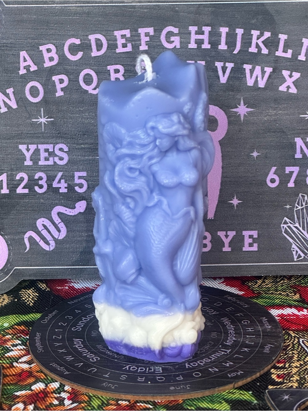 Moonlit Tide Mermaid Pillar Candle - Picture 2 of 9